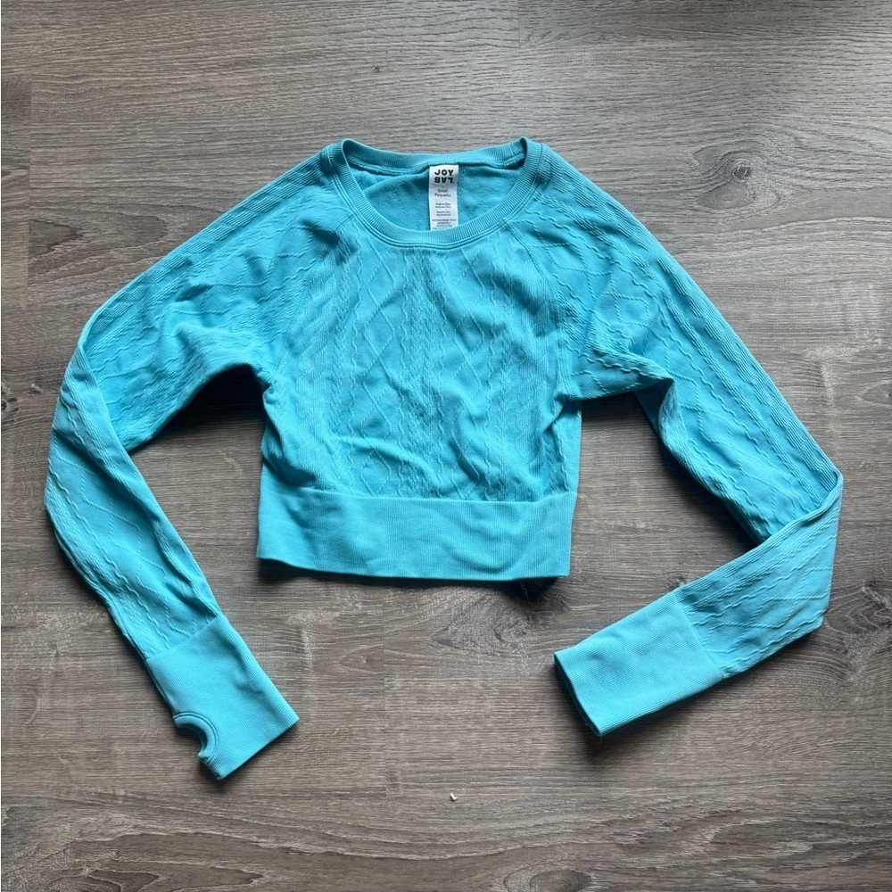 JoyLab Women’s Size Small Aqua Blue Cropped Long Sleeve Top Altleisure - Picture 2 of 7